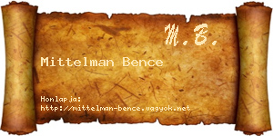 Mittelman Bence névjegykártya